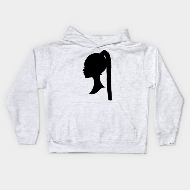 Black barbie with braids style silhouette Kids Hoodie by Juliet & Gin